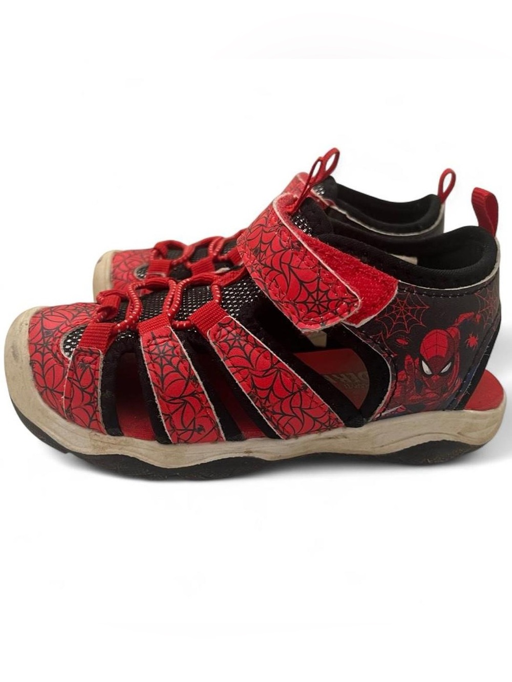 9C Toddler Boy Marvel Spiderman Closed Toe Light Up Sandals Velcro Strap